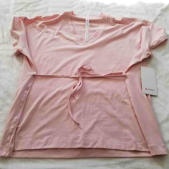 Lululemon women's pink Side tie V-neck tee oversized - Picture 10 of 11